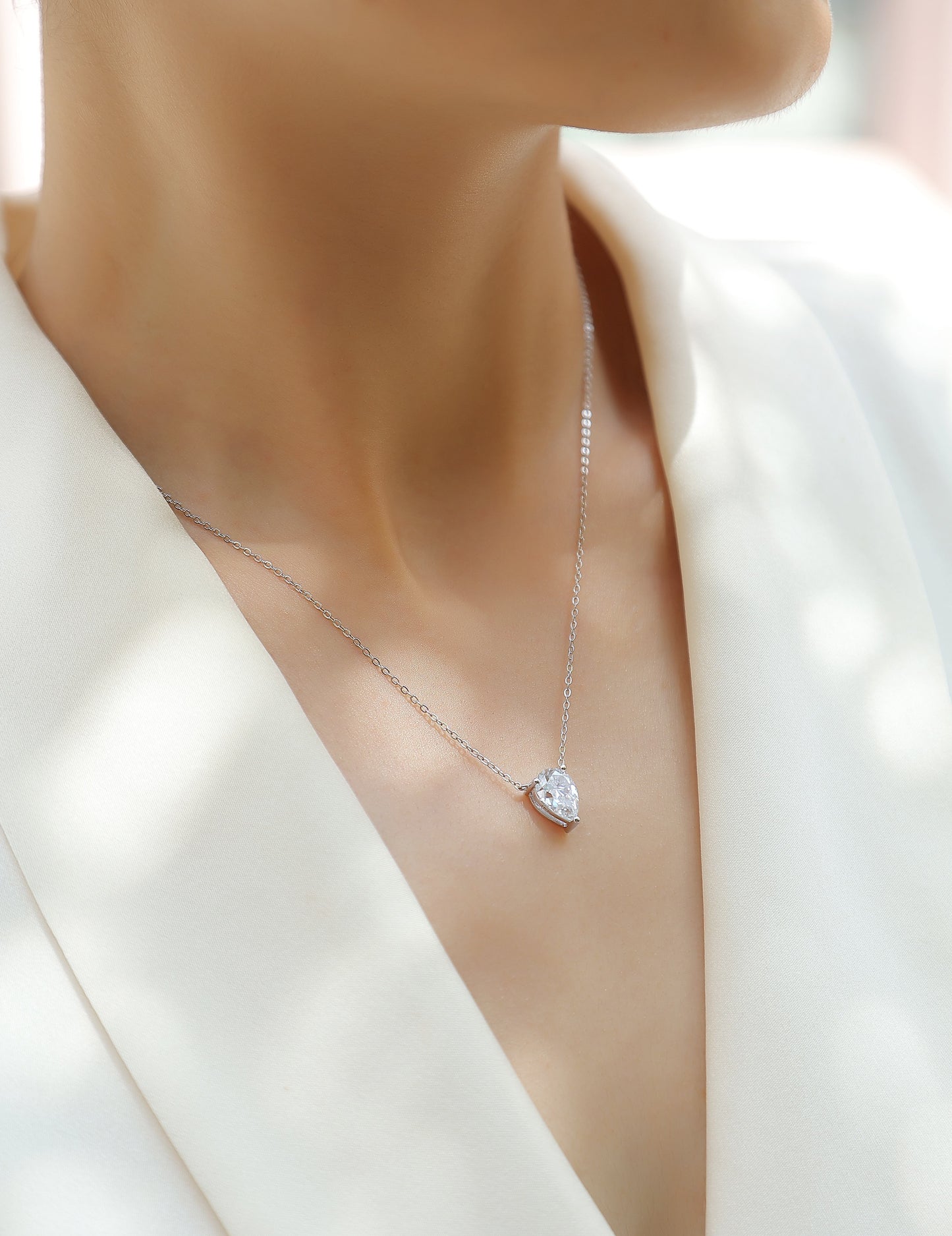 Water Drop - Fashionable Jewelry Pendant Set With Moissanite S925 Sterling Silver And Platinum-plated Diamond, Moissanite Silver Jewelry