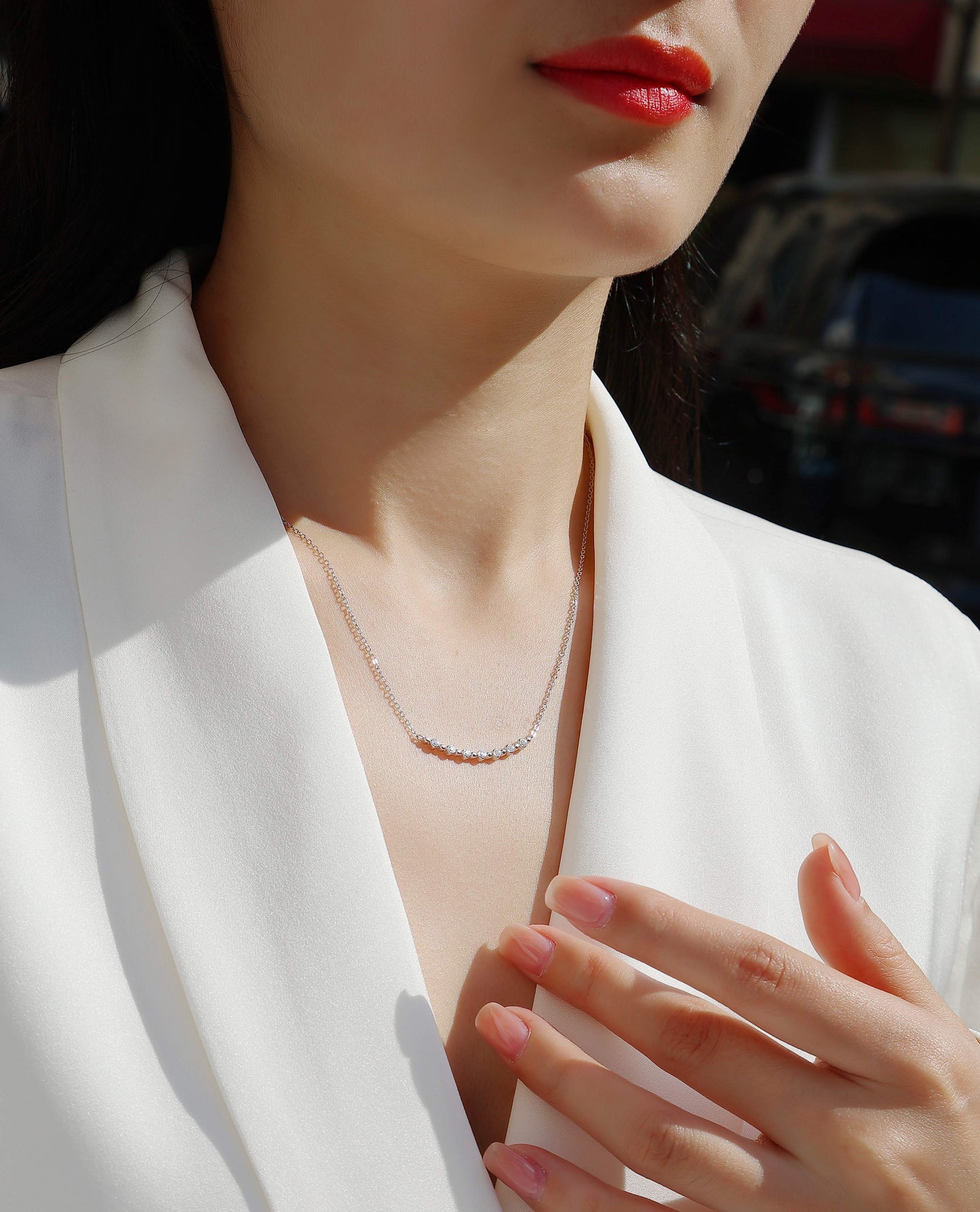 White Moon And Stars - A Fashionable And Luxurious Diamond Jewelry Pendant Set With Moissanite S925 Sterling Silver And Platinum Plating