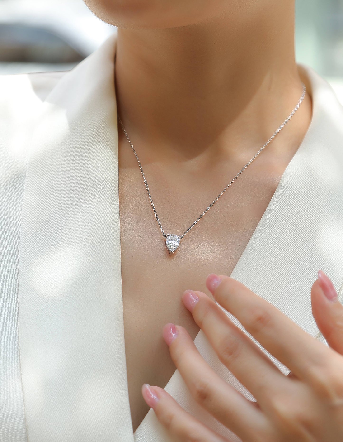 Water Drop - Fashionable Jewelry Pendant Set With Moissanite S925 Sterling Silver And Platinum-plated Diamond, Moissanite Silver Jewelry