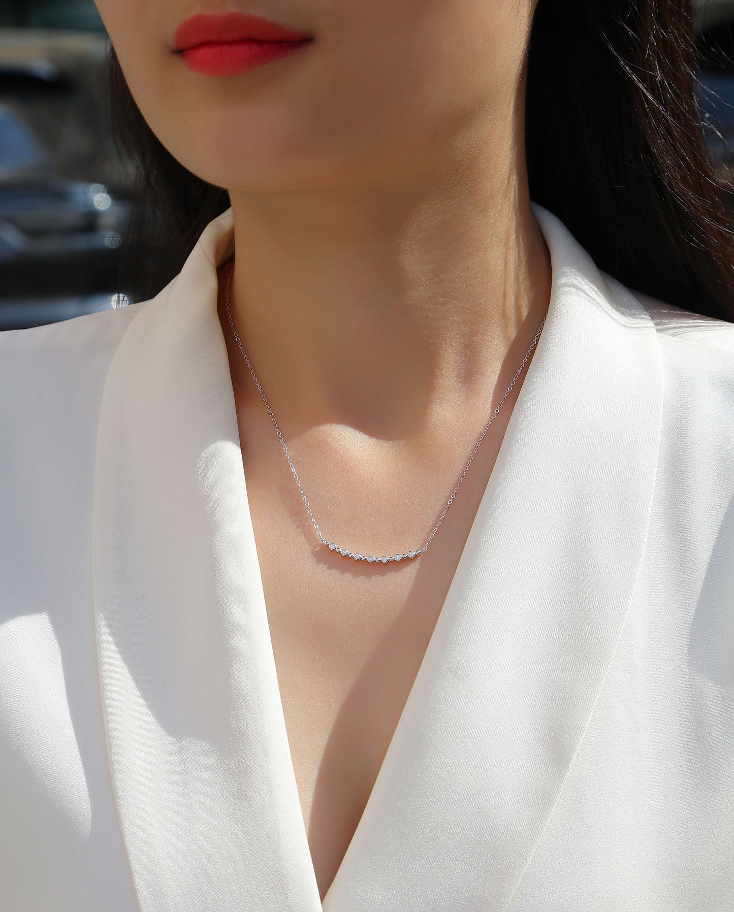 White Moon And Stars - A Fashionable And Luxurious Diamond Jewelry Pendant Set With Moissanite S925 Sterling Silver And Platinum Plating